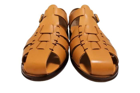 【旅靴屋オリジナル M1425 キャメル】こだわりのメンズ本革グルカサンダル